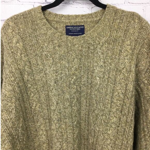 American Eagle Outfitters Preppy Cable Knit Chunky Wool VTG Sweater Men's XXL - Picture 2 of 10